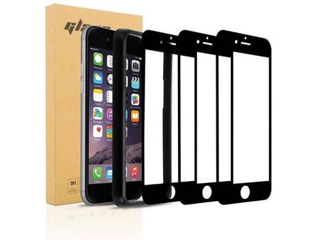 Cadorabo 3x Vidrio Templado de ecrã Intero Compatible con apple iphone 7 / 7s / 8 / se 2020 - película de proteção em transparente con preto