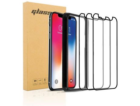 Cadorabo 3x Vidrio Templado de ecrã Intero Compatible con apple iphone xr - película de proteção em transparente con preto