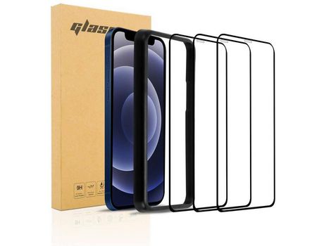 Cadorabo 3x Vidrio Templado de ecrã Intero Compatible con apple iphone 12 pro max - película de proteção em transparente con preto