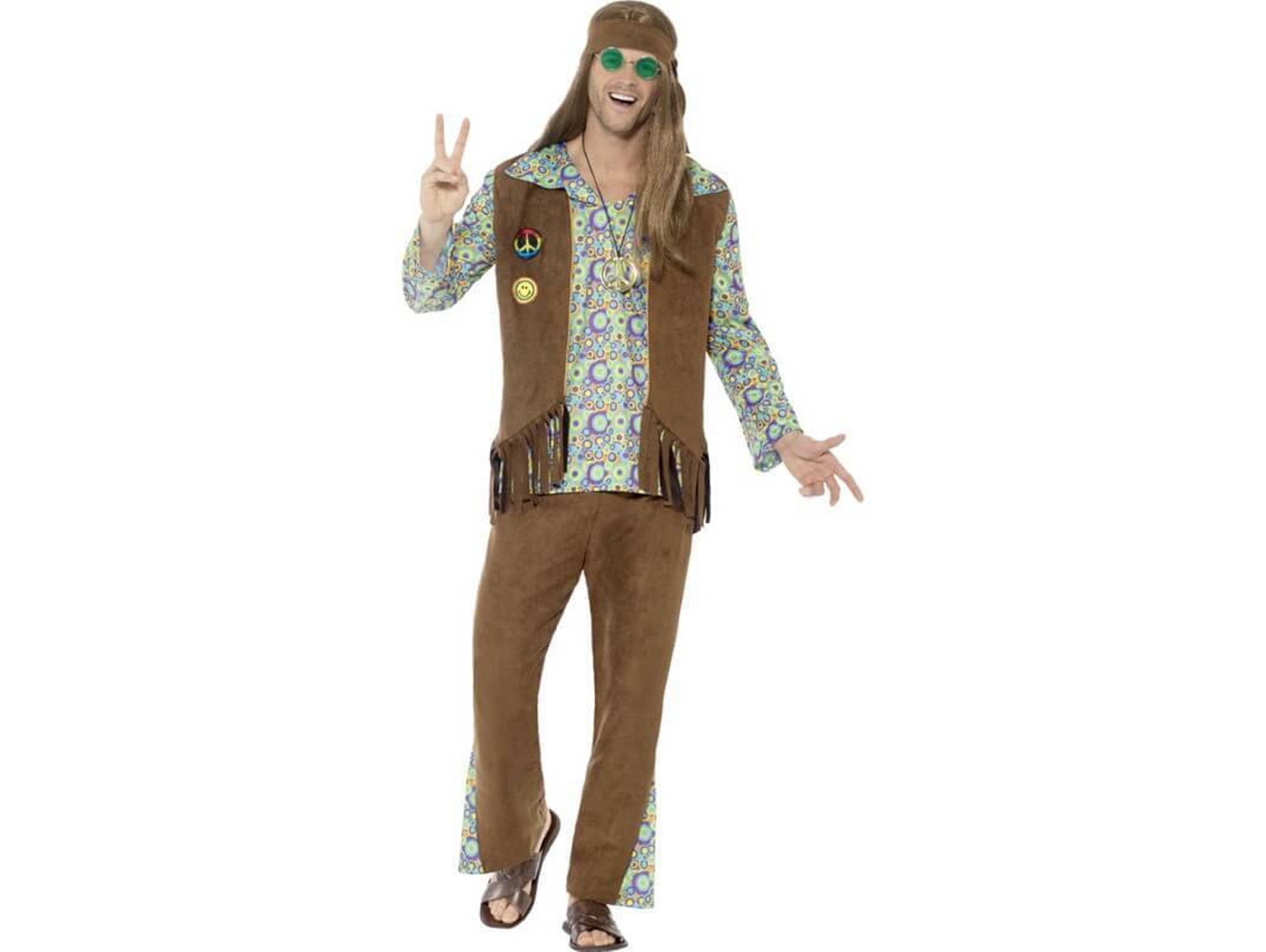 Disfraz de Hombre DISFRAZZES Hippie Con Flecos (Talla: M)