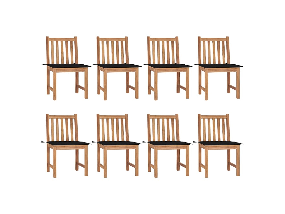 Sillas de jardín DKD Home Decor de 8 piezas con cojines, madera maciza de teca