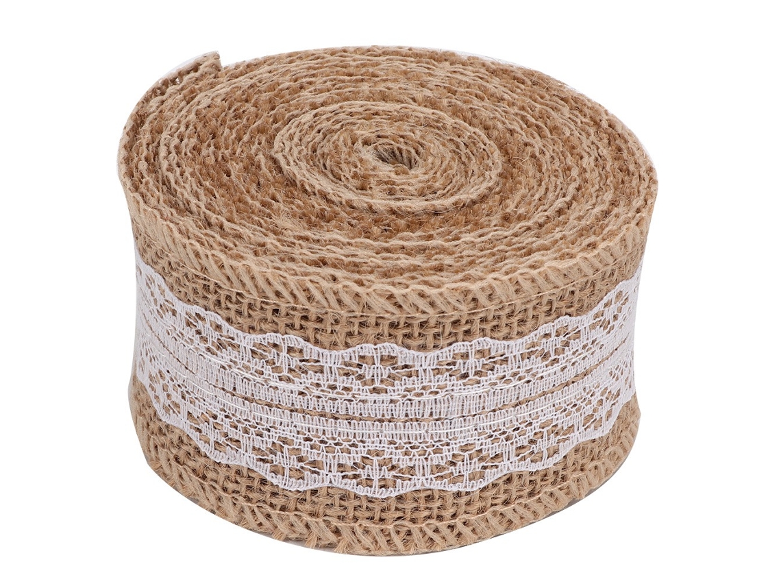 2 rollos de 5 m de hermosos adornos de encaje de lino para el hogar, Navidad, bodas y accesorios de bricolaje Kofihety