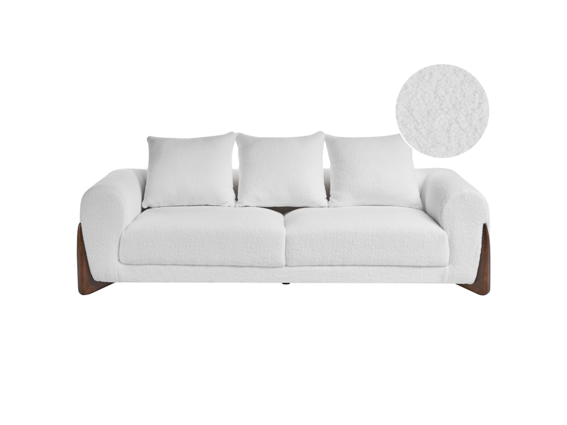 Sofá Beliani Vinliden de 3 plazas en tejido bouclé blanco 180x87x62 cm.