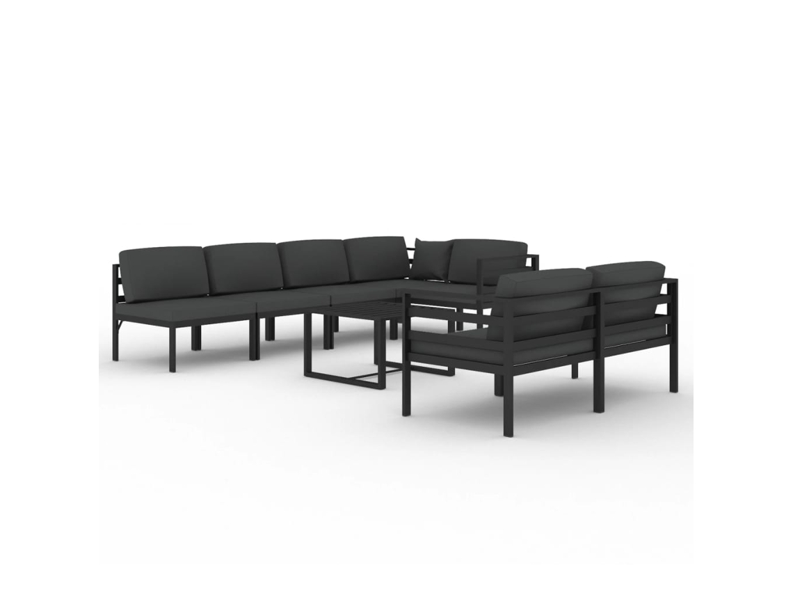 Conjunto 8 muebles de jardín VIDAXL y cojines aluminio gris antracita