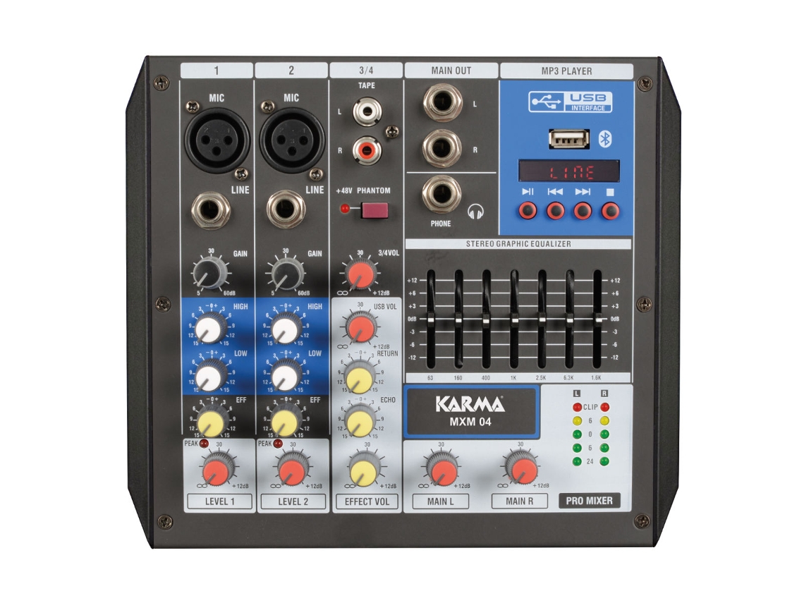 Consola de mezcla USB/Bluetooth de 4 canales MXM04 KARMA