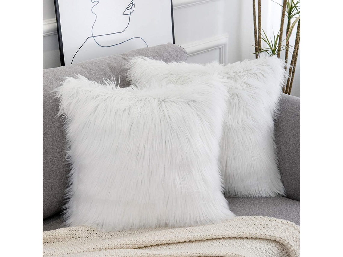 Juego De 2 Fundas De Almohada De Felpa Blanca De 50x50 Cm