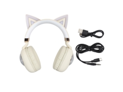 Fones De Ouvido Bluetooth Para Crianças Orelhas De Gato Luzes Rgb 20h Hifi Estéreo Com Microfone Khaki