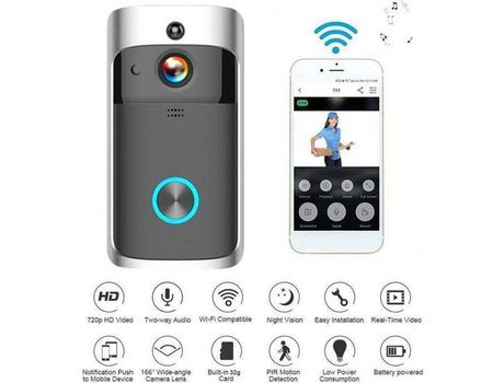 FORNORM Timbre de vídeo inalámbrico impermeable 720P Cámara Wifi Visión nocturna infrarroja