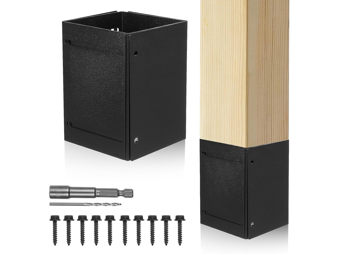 Kit De Protección Ajustable Para Postes Metálicos, Funda Protectora Negra.