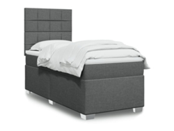 Cama box spring con colchón tela gris oscuro 90x190 cm