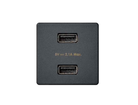 Toma Usb SIMON 27 Doble 5V/Dc 2.1A Tipo a Acabado Grafito Serie Play