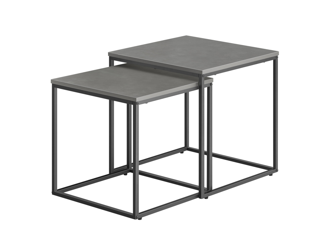 Mesa de centro cuadrada de hormigón de dos piezas Leobert / Patas negras