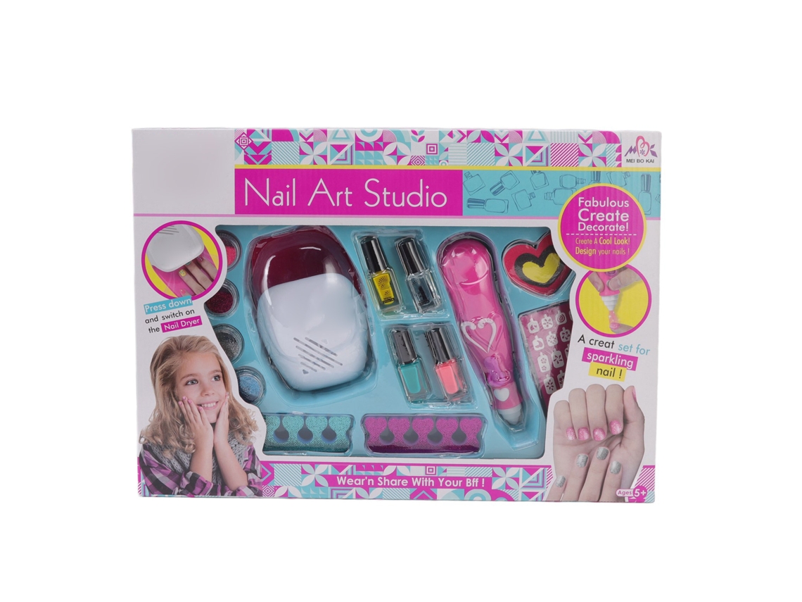 Kit De Esmalte De Uñas Infantil Con Secador De Pelo - Juguete Cosmético De Regalo Para Niñas