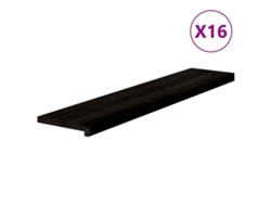 vidaXL Peldaños de escalera 16 uds madera maciza roble marrón oscuro