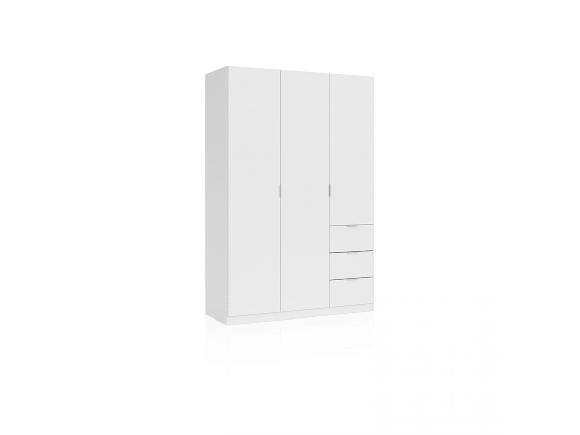 Armario de 3 puertas y 3 cajones 135x200 cm Magan Blanco 135 x 200 x 52 cm