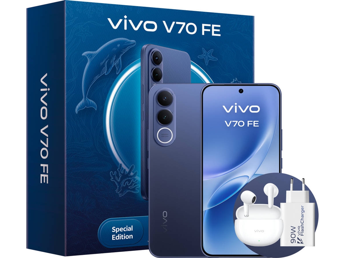 Pack Smartphone VIVO V70 FE (6.83'' - 8 GB - 256 GB - Ocean Blue) + Auriculares + Cargador