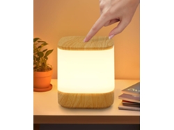 Zmh Lámpara De Mesa Led Táctil Regulable Con Veta De Mader Inalámbrica Recargable Por Usb (3600mah)