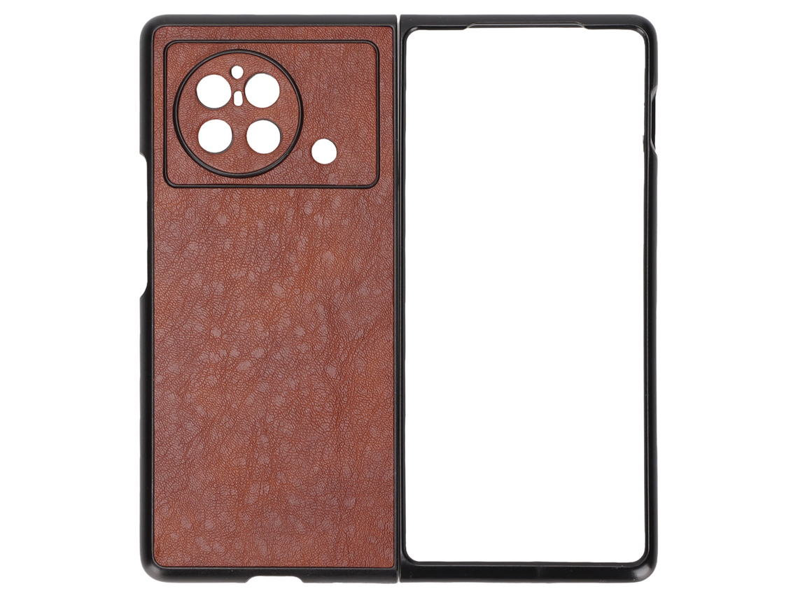 Capa Protetora Plegável Para Vivo X Fold De Couro Pu Resistente A Arranhões Fashion Marrom