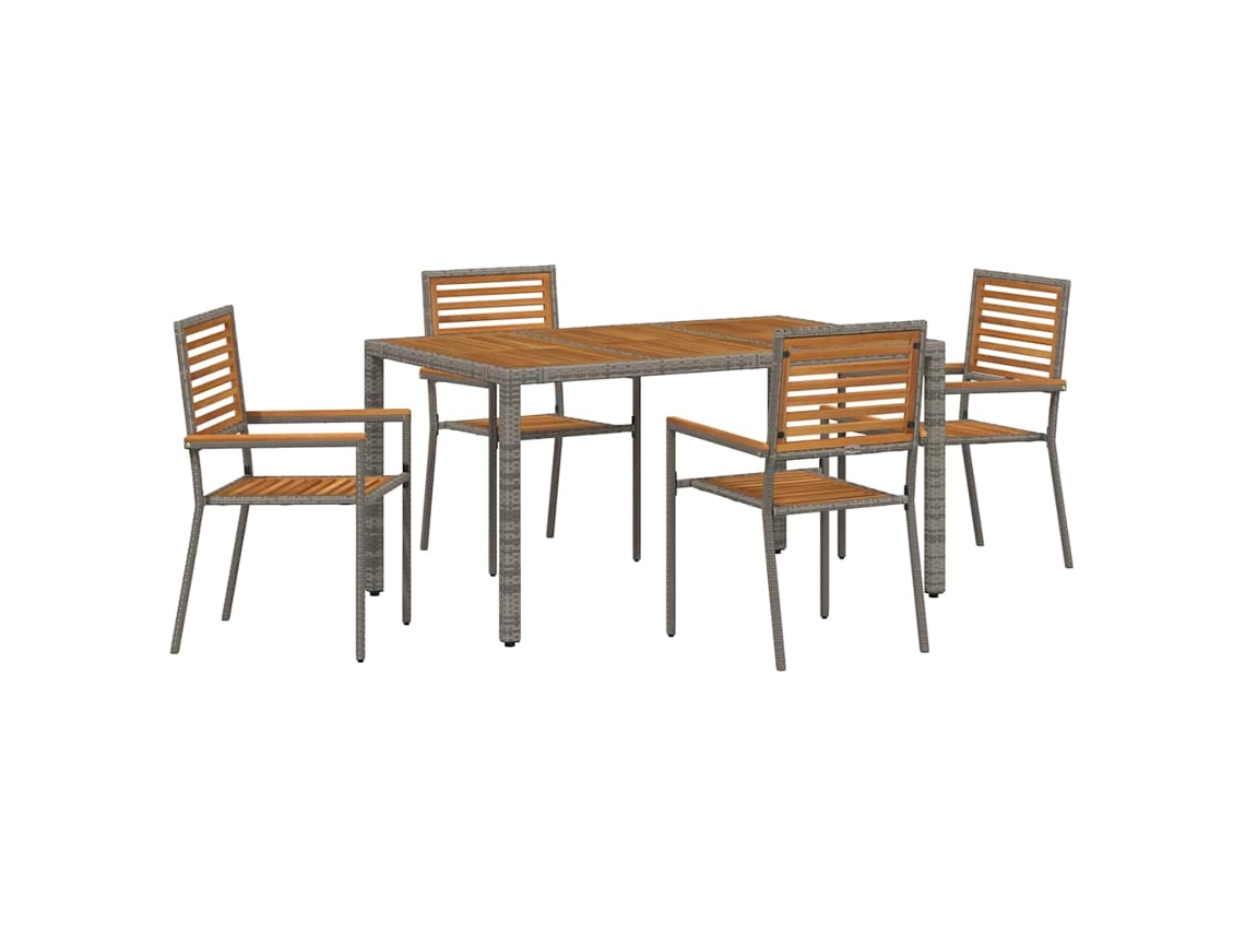 Maison Exclusive - Conjunto De Comedor De Jardín 5 Pcs Gris Y Marrón