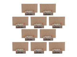 10 Portanotas Circulares Decorativos De Madera Con Tarjetas De Papel Kraft Para Bodas Y Hogar.