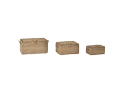 Set 3 Cesta Seagrass Hierro Natural 52x35x26cm