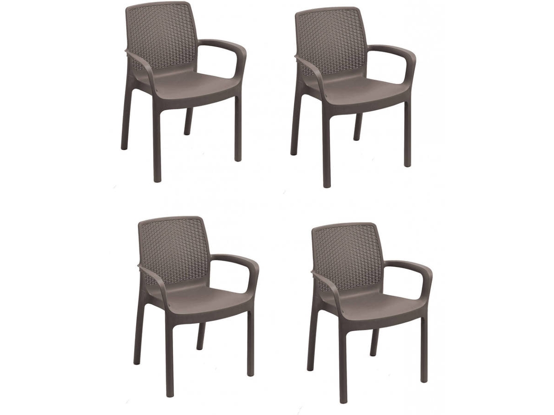 Set de 4 Sillas DMORA Marrón (Madera - 120x120x76 cm)
