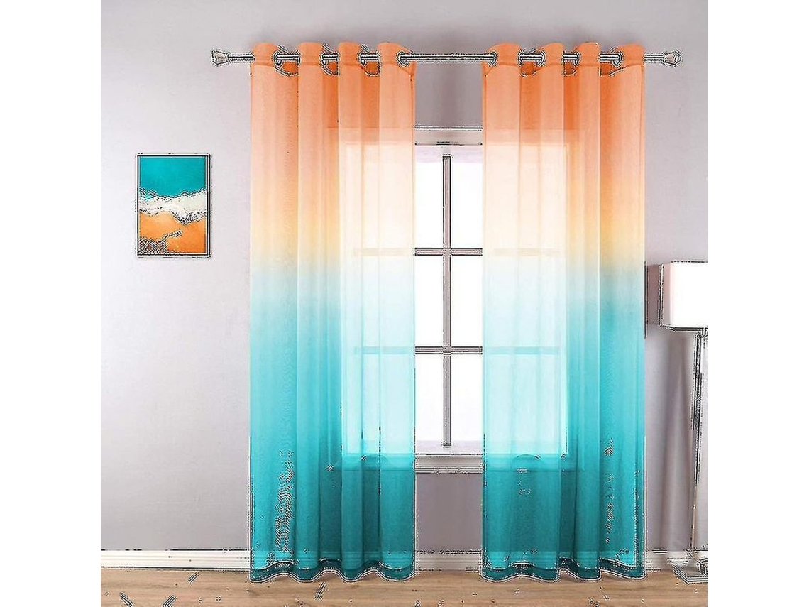2026-cortinas Translúcidas De Grommet Con Degradado Para Salón, Hechas De Lino, Estilo Moderno, Instalación En Pared