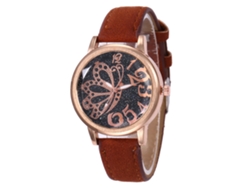 Reloj De Pulsera Unisex De Cuarzo Con Correa De Cuero Marrón A La Moda.