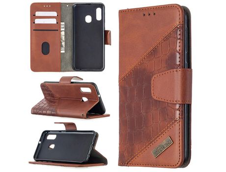 Funda para Samsung Galaxy A20E- Galaxy A10E (PU - Marrón)