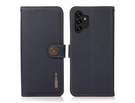 Funda para Samsung Galaxy A13 4G ( Couro Genuíno - Azul)
