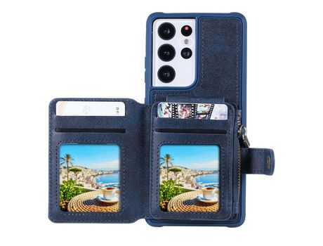 Funda para Samsung Galaxy S21 Ultra 5G (PU, TPU - Azul)