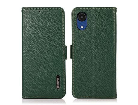 Funda para Samsung Galaxy A03 Core ( Couro Genuíno - Verde)