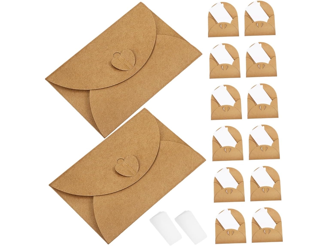 30 Juegos De Sobres Love Loop Pequeños De Papel Kraft Marrón Vintage