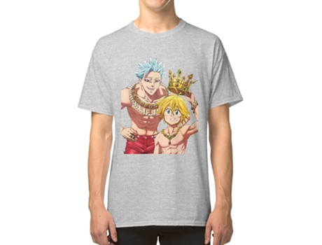 Camiseta ROCKINSTONE Meliodas And Ban Algodón para Hombre (3XL - Blanco)
