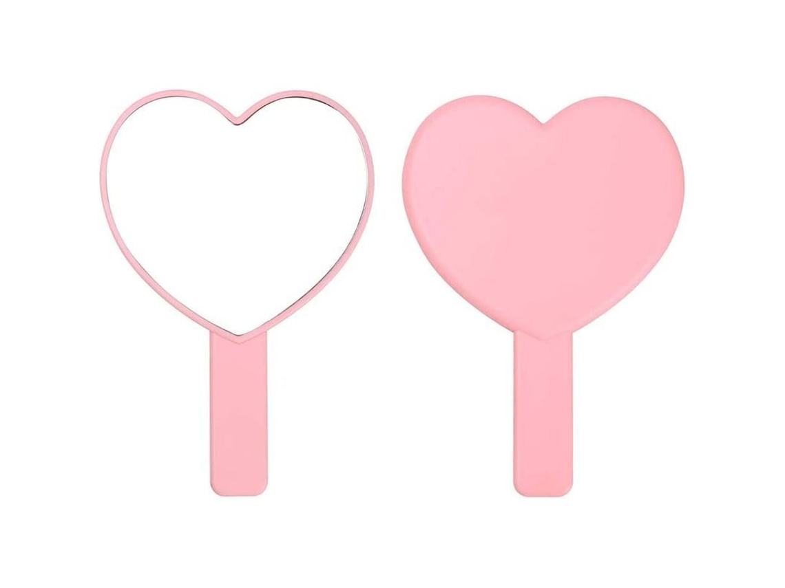 Espejo De Mano Portátil Con Forma De Corazón Para Viajes, Espejo Cosmético Con Asa (rosa, 1 Unidad)