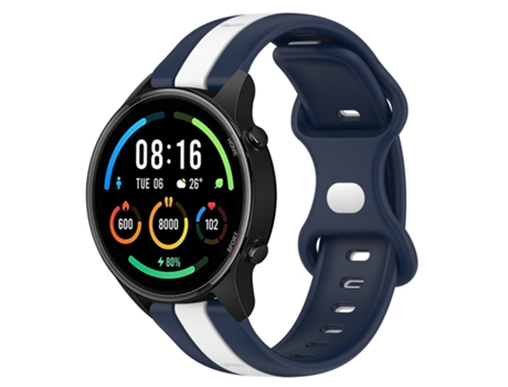 Correa Smartwatch para Xiaomi MI Watch Color 22mm Mariposa Hebilla de Silicona Bicolor (Blanco + Azul)
