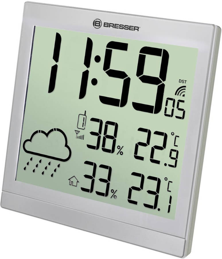 Bresser 7004404hzi000 Plateado trend jc temeotrend reloj de pared 22 x cm con sensor exterior color lcd