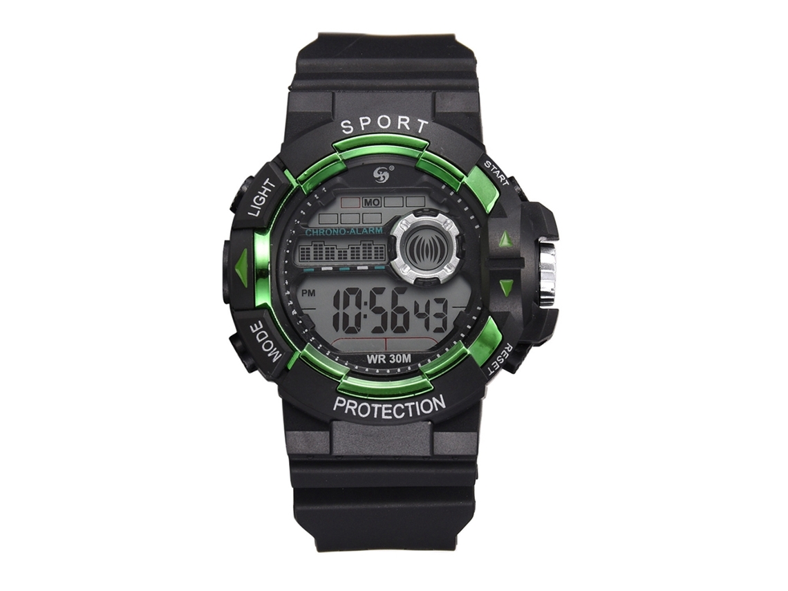 Reloj Electrónico Deportivo Hombres Estudiante Impermeable Pulsera Verde