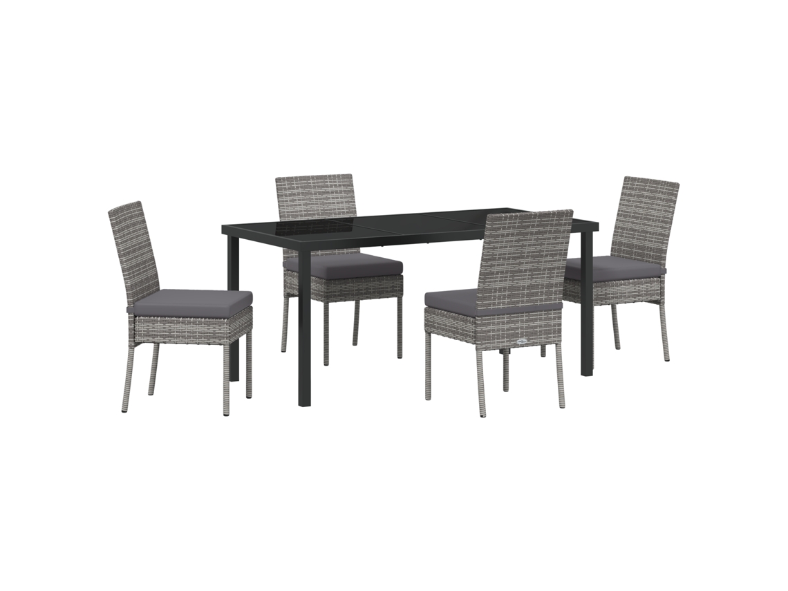 Conjunto de comedor de jardín vidaxl 5 piezas ratán sintético gris