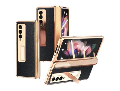 Funda para Samsung Galaxy Z Fold3 5G(TPU y PU - Negro)