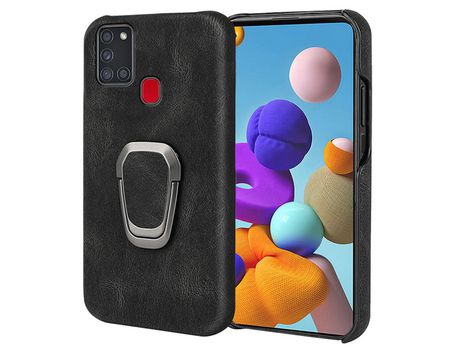 Funda para Samsung Galaxy A21S(TPU y PU - Negro)