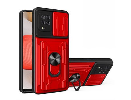 Funda para Samsung Galaxy A42 5G(TPU y PU - Rojo)