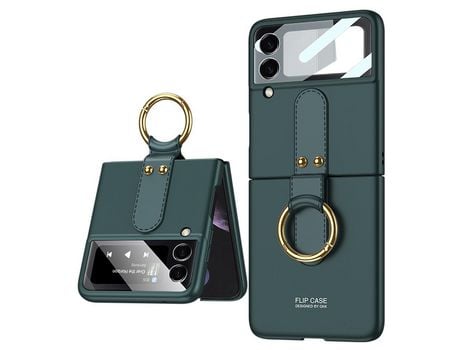 Funda para Samsung Galaxy Z Flip3 5G(TPU y PU - Verde)