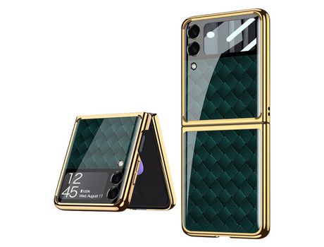 Funda para Samsung Galaxy Z Flip3 5G(TPU y PU - Verde)