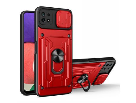 Funda para Samsung Galaxy A22 5G (Eu Version)(TPU y PU - Rojo)