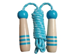 Cuerda de saltar infantil Mdug, azul, 2,13 metros, ajustable, de algodón, con mango de madera, apta para niños y niñas. (7 pies)
