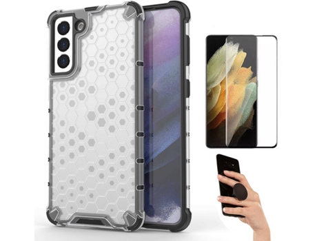 Kit Carcasa Y Protector Samsung S21 Plus Flexguard Rumble Y Popsocket