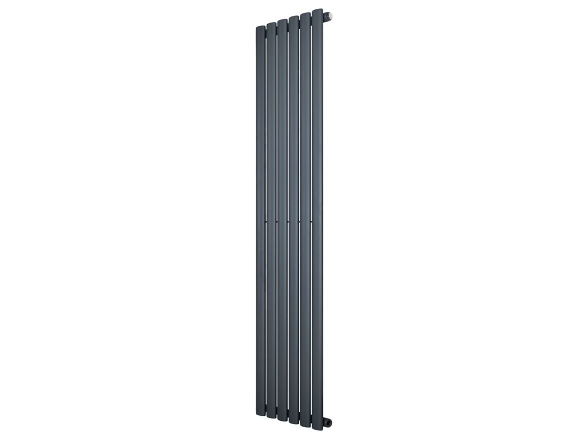 Radiador ovalado de una sola columna 1600x360 mm - Gris antracita | Acero al carbono, 1,5 mm, 844 W | Diseño elegante | Alta
