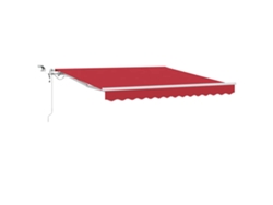 Vidaxl Toldo Retráctil Rojo 350 X 250 Cm Poliéster Y Metal