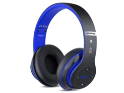 Auriculares inalámbricos Bluetooth supraaurales JIAPEI, plegables, estéreo, con micrófono y control de volumen, color azul.